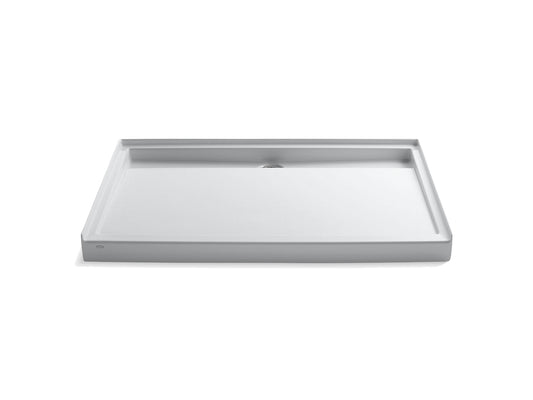 Base de douche Kohler Groove 60" X 42" à seuil unique et drain central arrière - Blanc