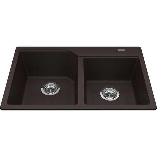 Kindred Granite 30.68" x 19.68" Drop-in Double Bowl Kitchen Sink Mocha - Renoz