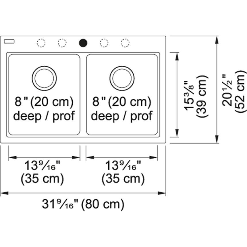 Kindred Mythos 31.56" x 20.5" Double Bowl Drop-in Granite Sink With Bottom Grid and Waste Fittings Onyx - Renoz