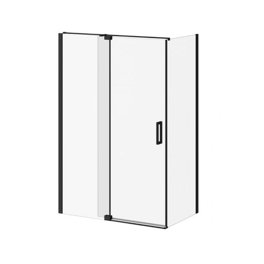 Kalia DISTINK 54" x 77" Pivot Shower Door With 32" Return Panel Clear Glass - Matte Black