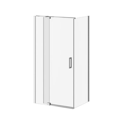 Porte de douche pivotante Kalia DISTINK 42" x 77" avec panneau de retour 32" verre transparent - Chrome