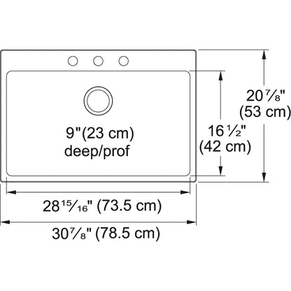 Kindred Brookmore 30.87" x 20.87" Drop in Single Bowl Stainless Steel Kitchen Sink (3 Hole Cut) - Renoz