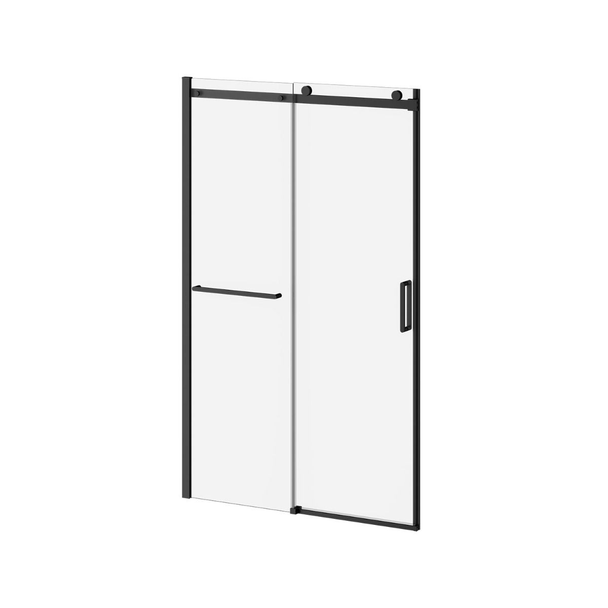 Porte de douche coulissante Kalia SPEC Koncept-II 48" x 77" avec barre à serviettes et verre transparent - Noir mat