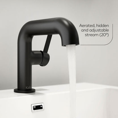 Robinet de lavabo monotrou Kalia SPEC Basico avec drain à pression et trop-plein - Noir mat