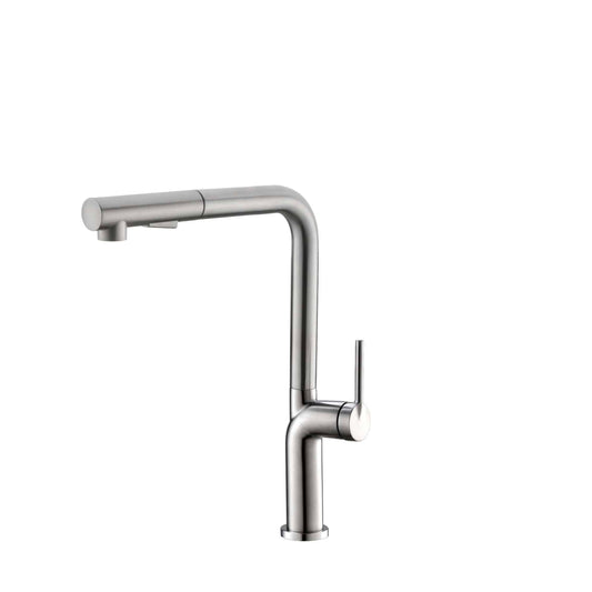 Stylish Latina 13" Kitchen Faucet Single Handle Pull Down Dual Mode Stainless Steel Brushed Finish K-146S - Renoz