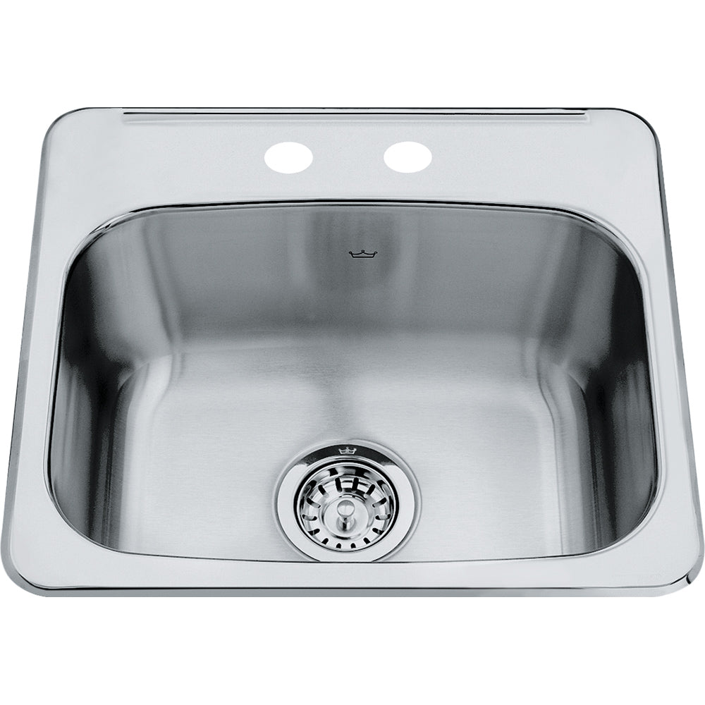 Kindred Steel Queen 19" x 17" Stainless Steel 20 Gauge Single Bowl Drop-In 2-Hole Bar Sink - Renoz