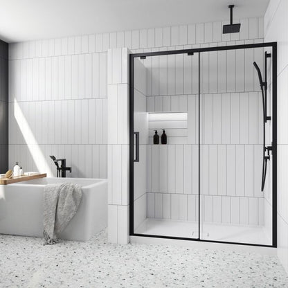 Kalia IKONIK 60" x 79" Sliding Shower Door With Clear Glass - Matte Black