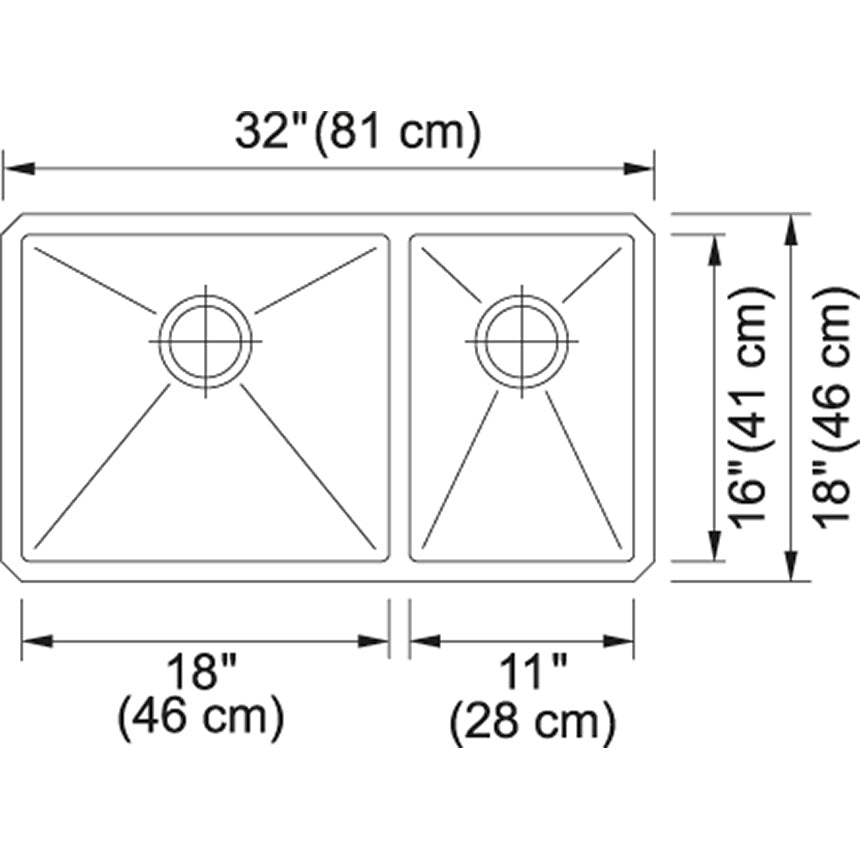 Kindred 32" x 18" Double Bowl Undermount Sink With Bottom Grid 18 Gauge Stainless Steel - Renoz