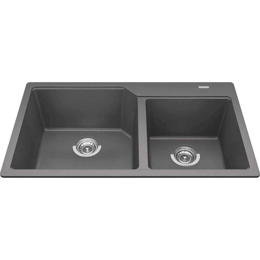 Kindred Granite 34" x 19.68" Drop-in Double Bowl Kitchen Sink Shadow Grey - Renoz