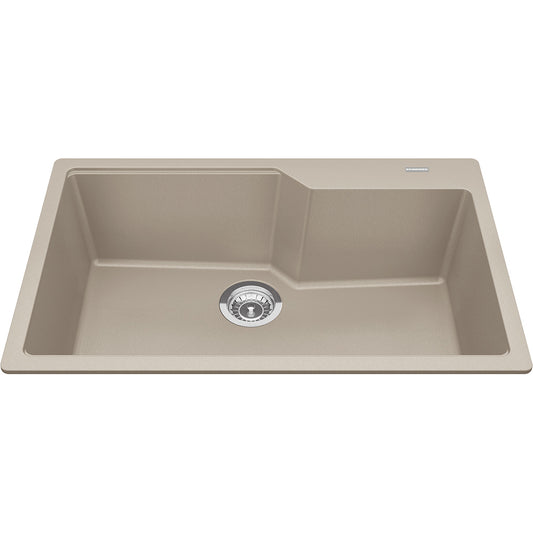 Kindred Granite Series 30.69" x 19.69" Drop-In Single Bowl Granite Kitchen Sink in Champagne - Renoz