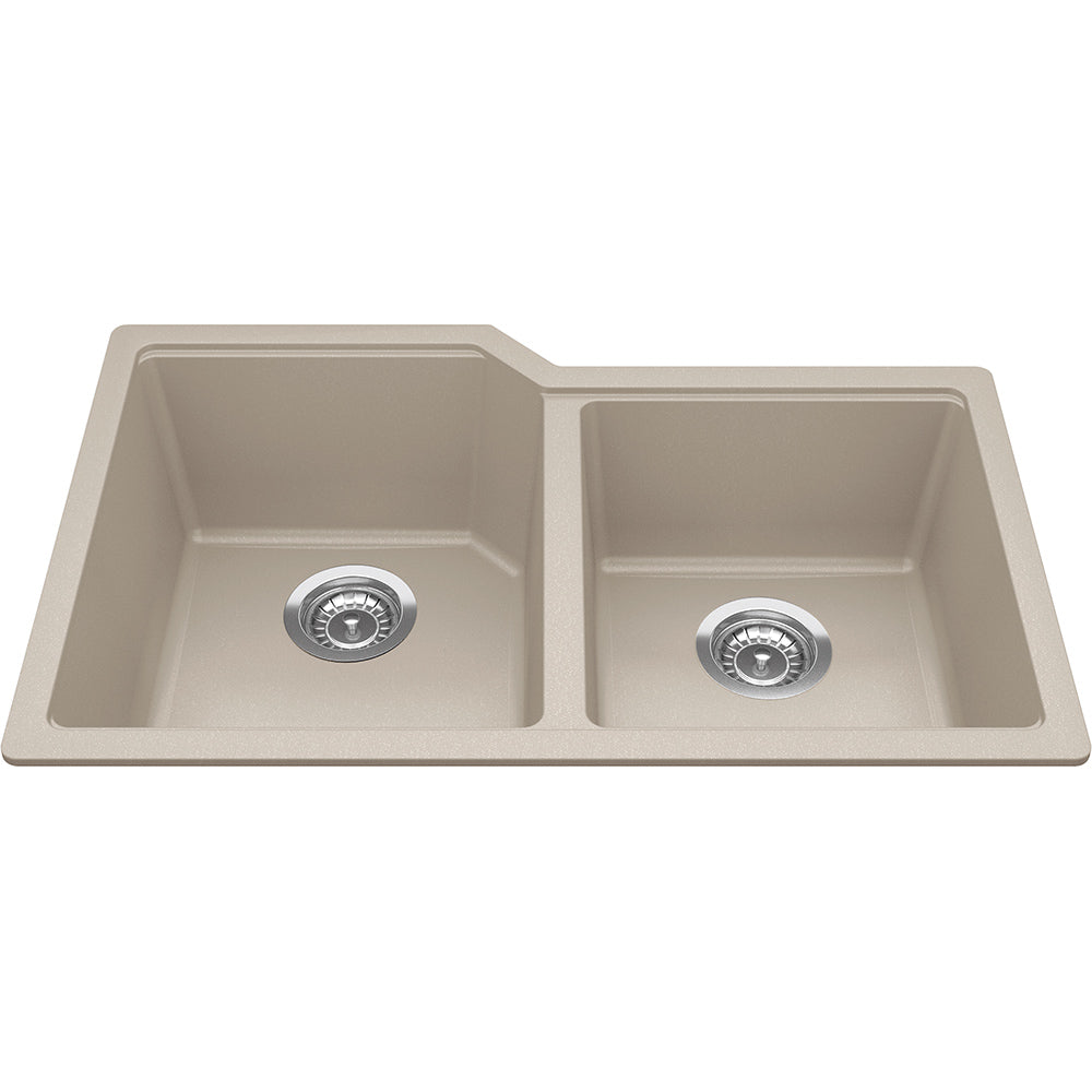 Kindred Granite Series 30.69" x 19.69" Undermount Double Bowl Granite Kitchen Sink in Champagne - Renoz