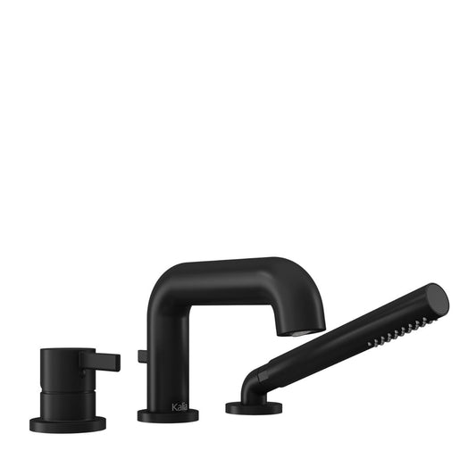 Kalia SPEC Basico 3 Piece Deckmount Tub Filler With Handshower- Matte Black