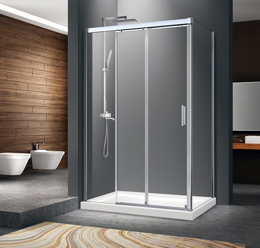 Porte de douche droite Zitta Caldara 36" chrome clair avec retour 32"