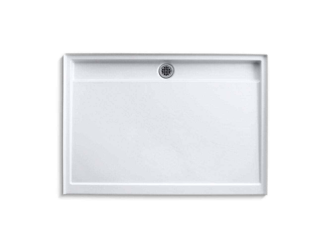 Base de douche Kohler Groove 60" X 42" à seuil unique et drain central arrière - Blanc