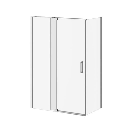 Porte de douche pivotante Kalia DISTINK 54" x 77" avec panneau de retour 32" verre transparent - Chrome