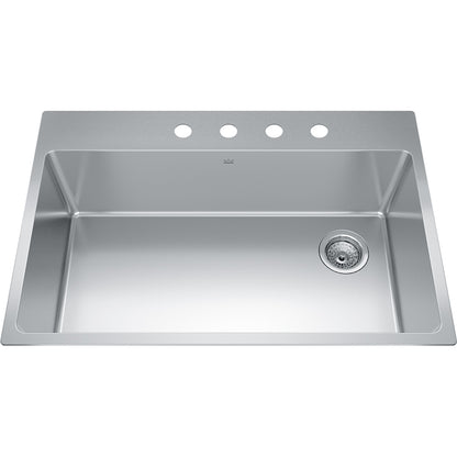 Kindred Brookmore 32.87" x 22" Drop in 4-Hole Stainless Steel Kitchen Sink with Offset Drain - Renoz