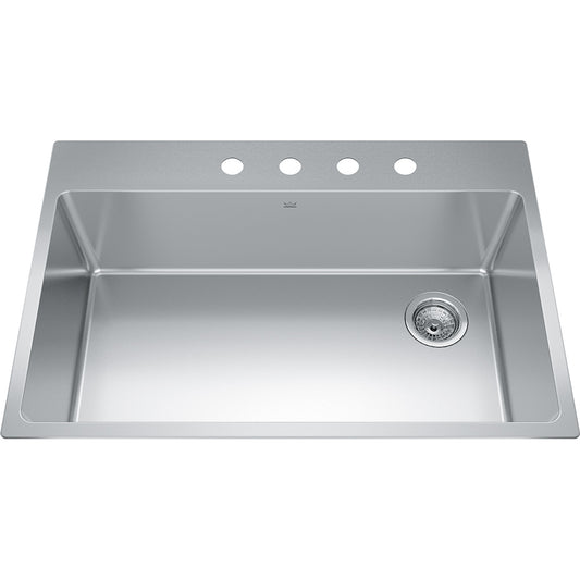 Kindred Brookmore 32.87" x 22" Drop in 4-Hole Stainless Steel Kitchen Sink with Offset Drain - Renoz