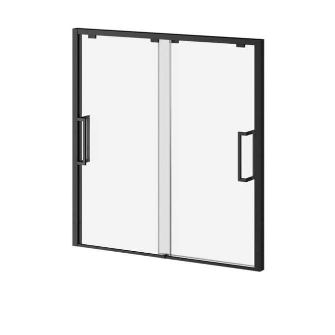 Kalia IKONIK Bypass 2-Panel Bypass Sliding Bathtub Door 60" x 60" Reversible Matte Black Clear Duraclean Glass