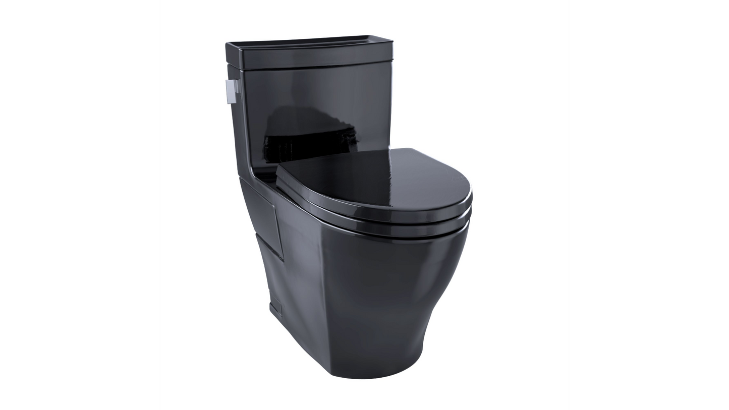 Toto Legato One Piece Toilet, 1.28gpf, Elongated Bowl Washlet+ Connection Ebony 17-1/8" Seat Height Black - Renoz