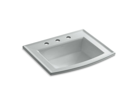 Kohler Lavabo de salle de bain encastrable Archer 22 ⅝" X 19 ⁷⁄₁₆" avec trous de robinet espacés de 8" - Gris glacier