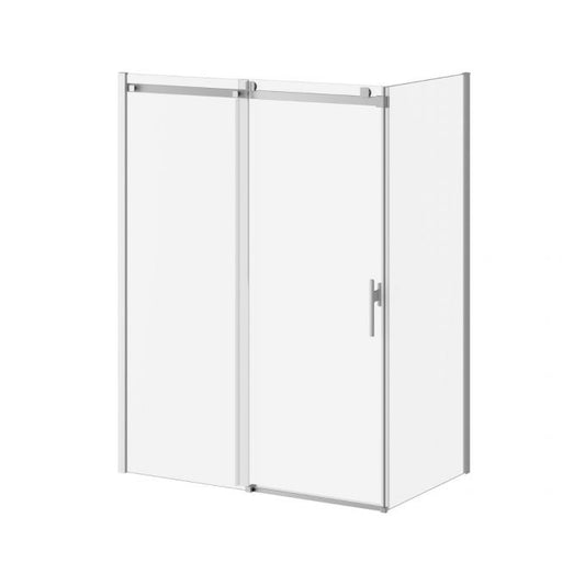 Porte de douche coulissante Kalia KONCEPT EVO 60" x 77" avec panneau de retour 36" avec verre transparent - Chrome