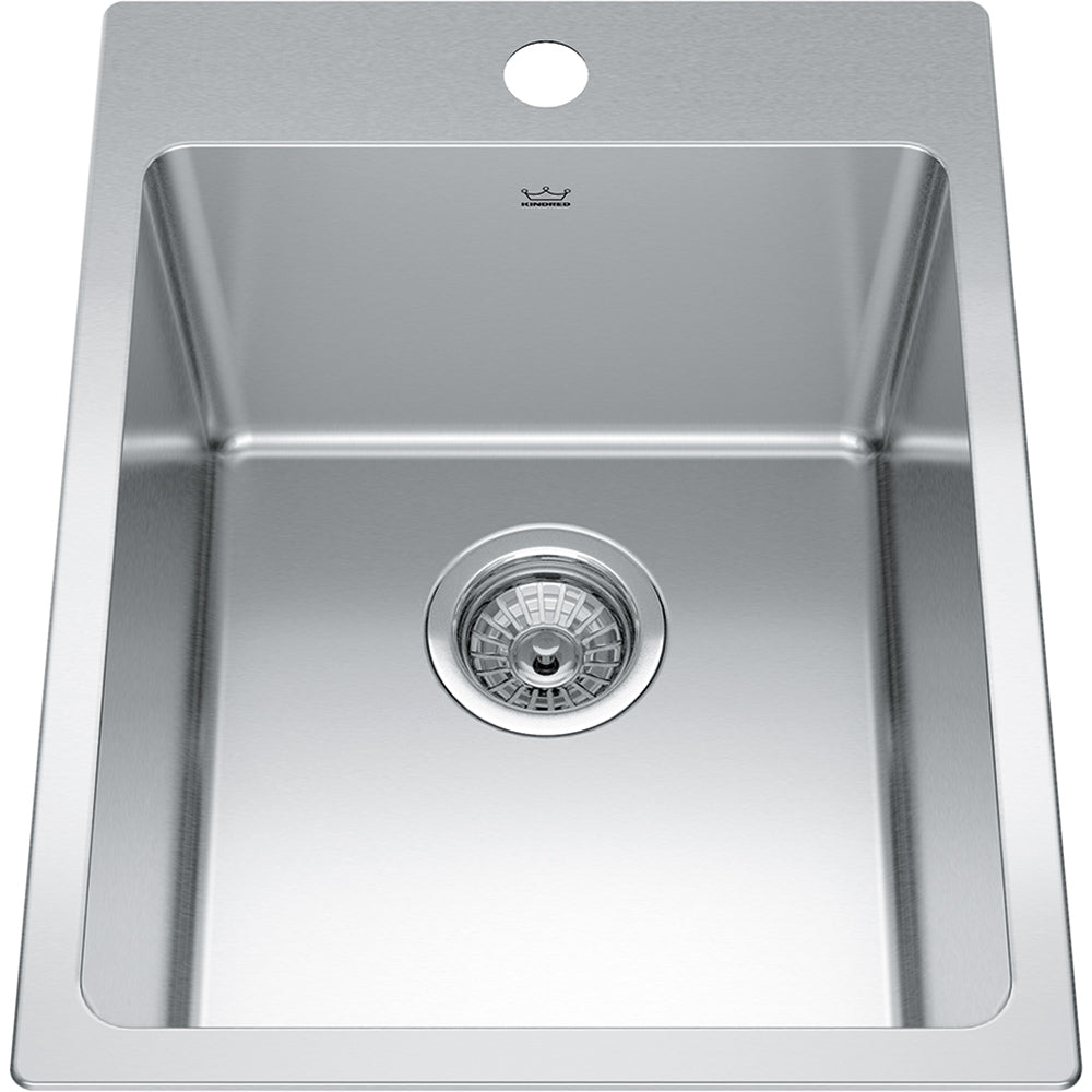 Kindred Brookmore 15.92" x 20.86" Single Hole Single Bowl Drop in Kitchen Sink Stainless Steel - Renoz