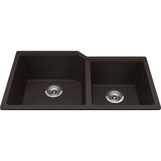 Kindred Granite 34" x 19.68" Undermount Double Bowl Kitchen Sink Mocha - Renoz