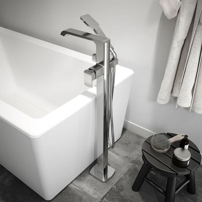 Kalia SPEC Sobrio Pressure Balance Floormount Tub Filler With Handshower - Chrome