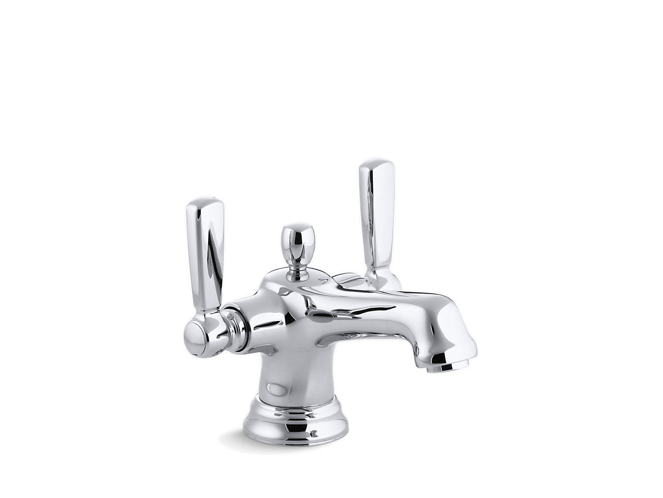 Kohler Robinet de lavabo de salle de bain monobloc monobloc Bancroft avec écusson et poignées à levier en métal - Chrome