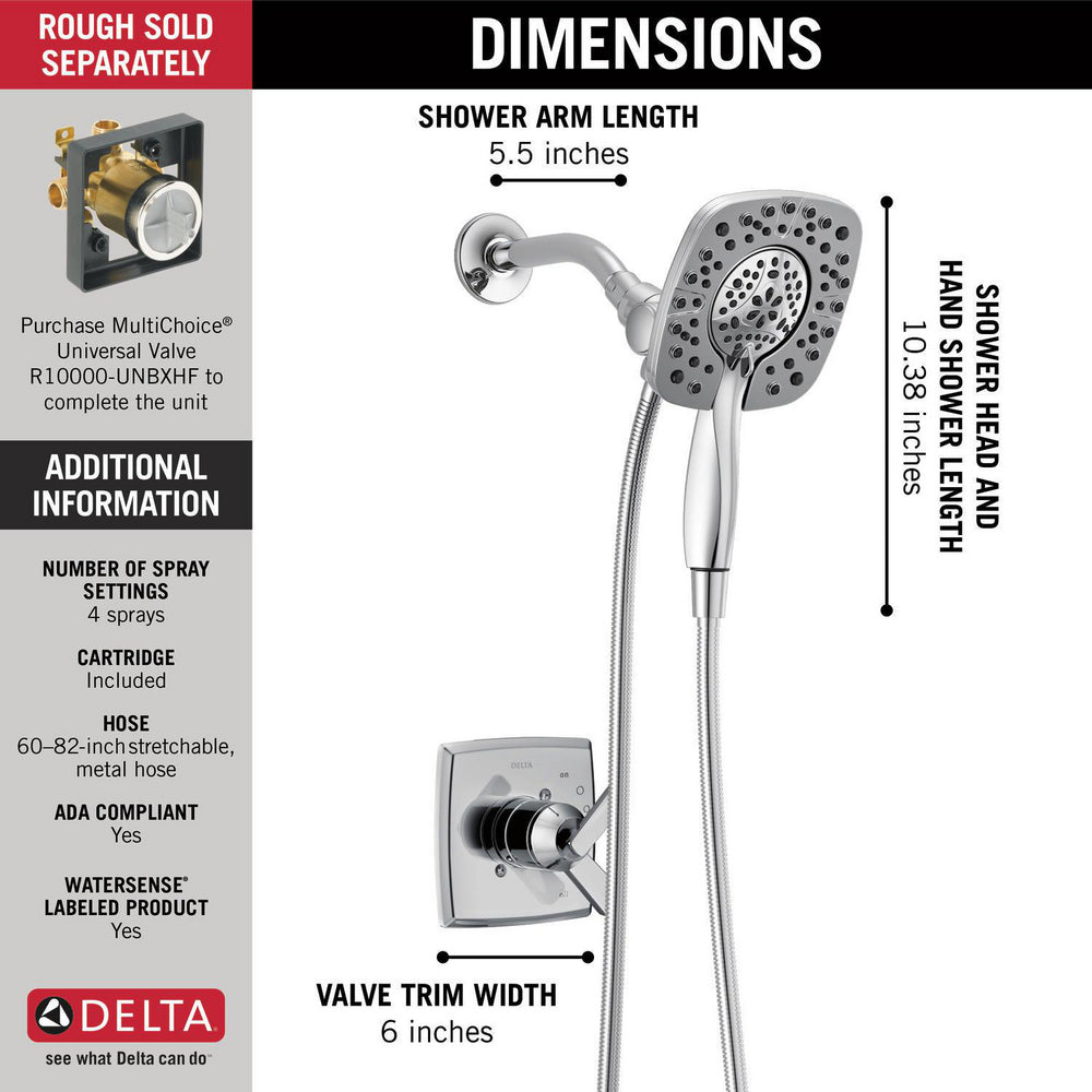 Delta ASHLYN Monitor(R) 17 Series Shower with In2ition(R) Two-in-One Shower -Chrome (Valve Sold Separately)