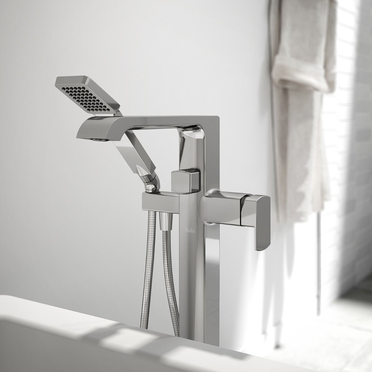 Kalia SPEC Sobrio Floormount Tub Filler With Handshower - Chrome