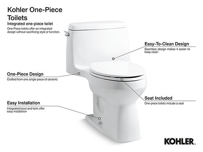 Kohler Adair Comfort Height One Piece Elongated 1.28 Gpf Chair Height Toilet With Right Hand Trip Lever And Quiet Close Seat- White