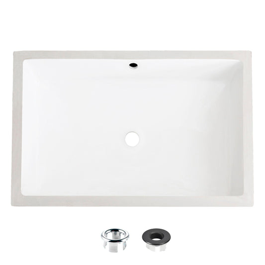 Stylish Voguish 24" x 16" Rectangular Undermount Ceramic Bathroom Sink with 2 Overflow Finishes P-208 - Renoz