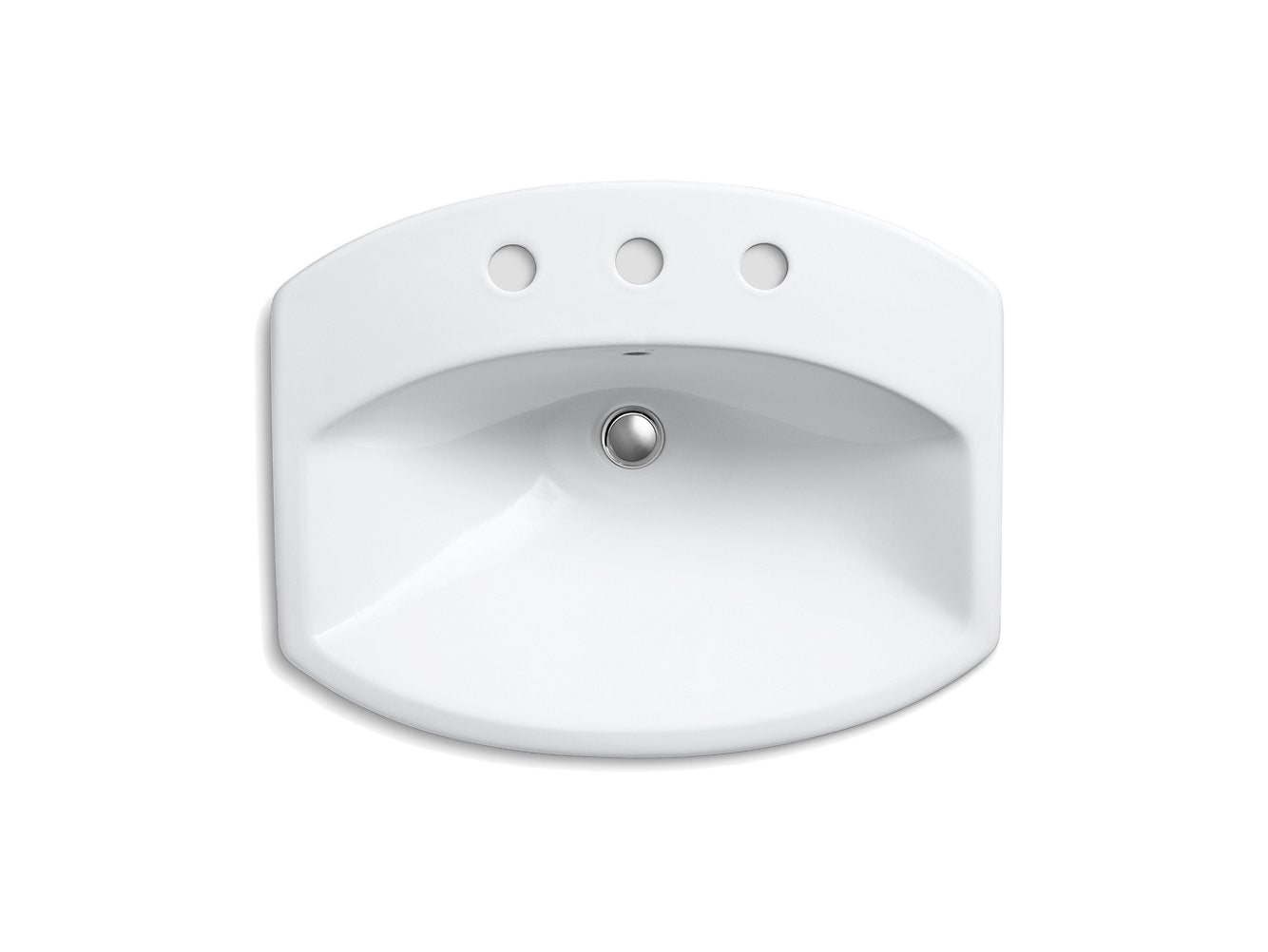 Kohler Cimarron 22 ¹¹⁄₁₆" X 17 ⅞" Drop-In Bathroom Sink With 8" Widespread Faucet Holes - White