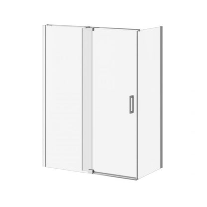 Porte de douche pivotante Kalia DISTINK 60" x 77" avec panneau de retour 32" verre transparent - Chrome