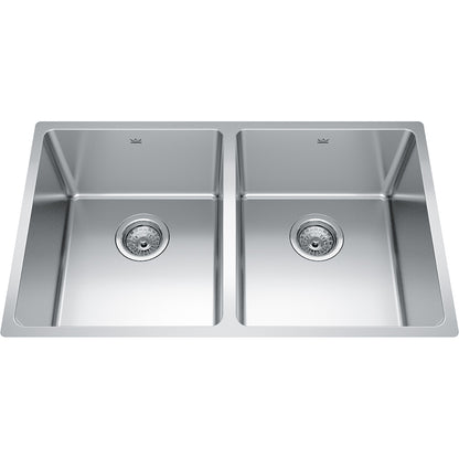 Kindred Brookmore 30.5" x 18.12" Drop-In Undermount Kitchen Sink, 2 Bowls, Stainless Steel - Renoz