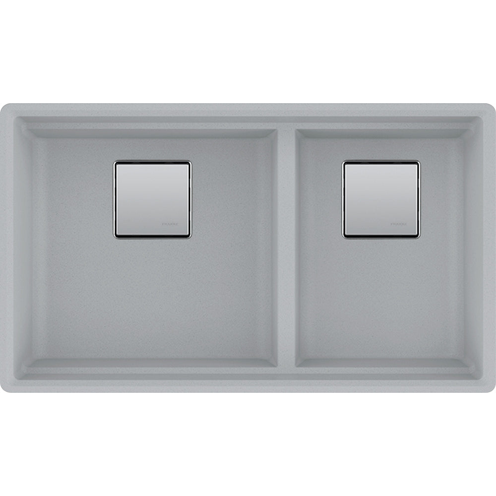 Franke Peak 32" x 18.75" Undermount Double Bowl Kitchen Sink in Granite Shadow Grey Finish - Renoz