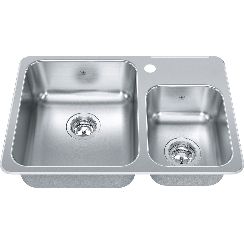 Kindred 26.5" x 18.13" 1-Hole Double Bowl Drop-in 20 Gauge Kitchen Sink Stainless Steel - Renoz