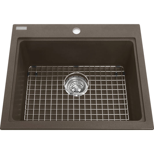 Kindred Mythos 23" x 20.5" Single Bowl Drop-in Granite Sink Granite Storm - Renoz