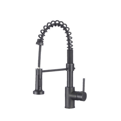 Stylish Milano 17.5" Kitchen Faucet Single Handle Pull Down Dual Mode Lead Free Matte Black Finish K-107N - Renoz