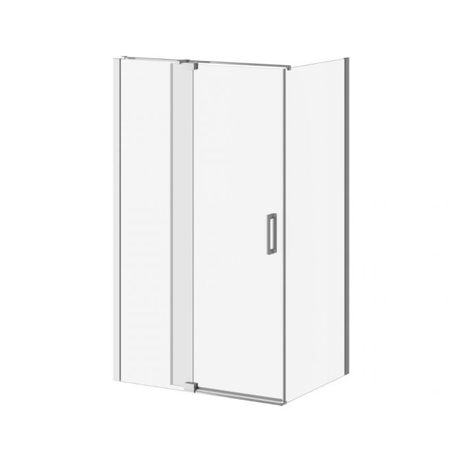 Porte de douche pivotante Kalia DISTINK 48po x 77po avec panneau de retour 36po verre transparent -Chrome