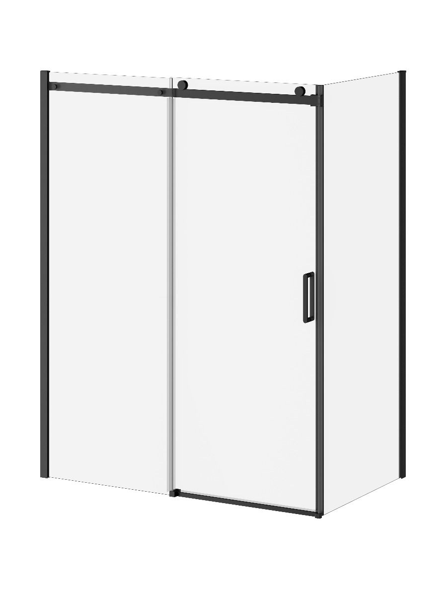 Porte de douche coulissante Kalia SPEC Koncept-II 60" x 77" avec panneau de retour 36" et barre à serviettes - Noir mat