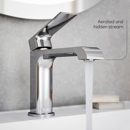 Robinet de lavabo monotrou Kalia SPEC Sobrio avec drain à pression et trop-plein - Chrome