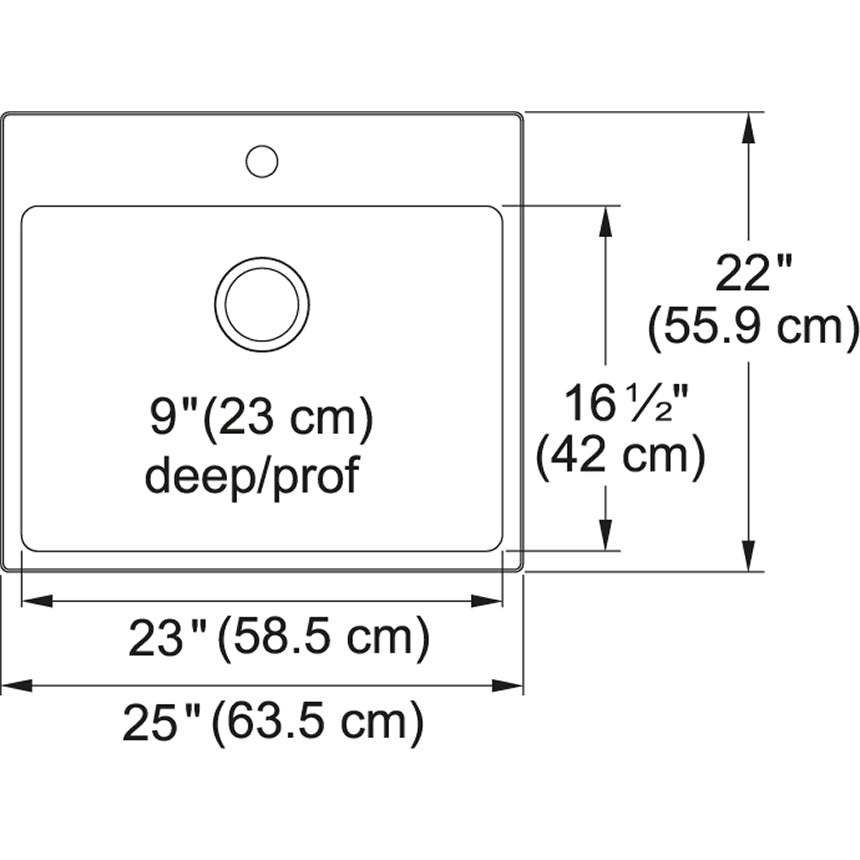 Kindred Brookmore 25" x 22" Single Hole Single Bowl Drop-in Kitchen Sink Stainless Steel - Renoz