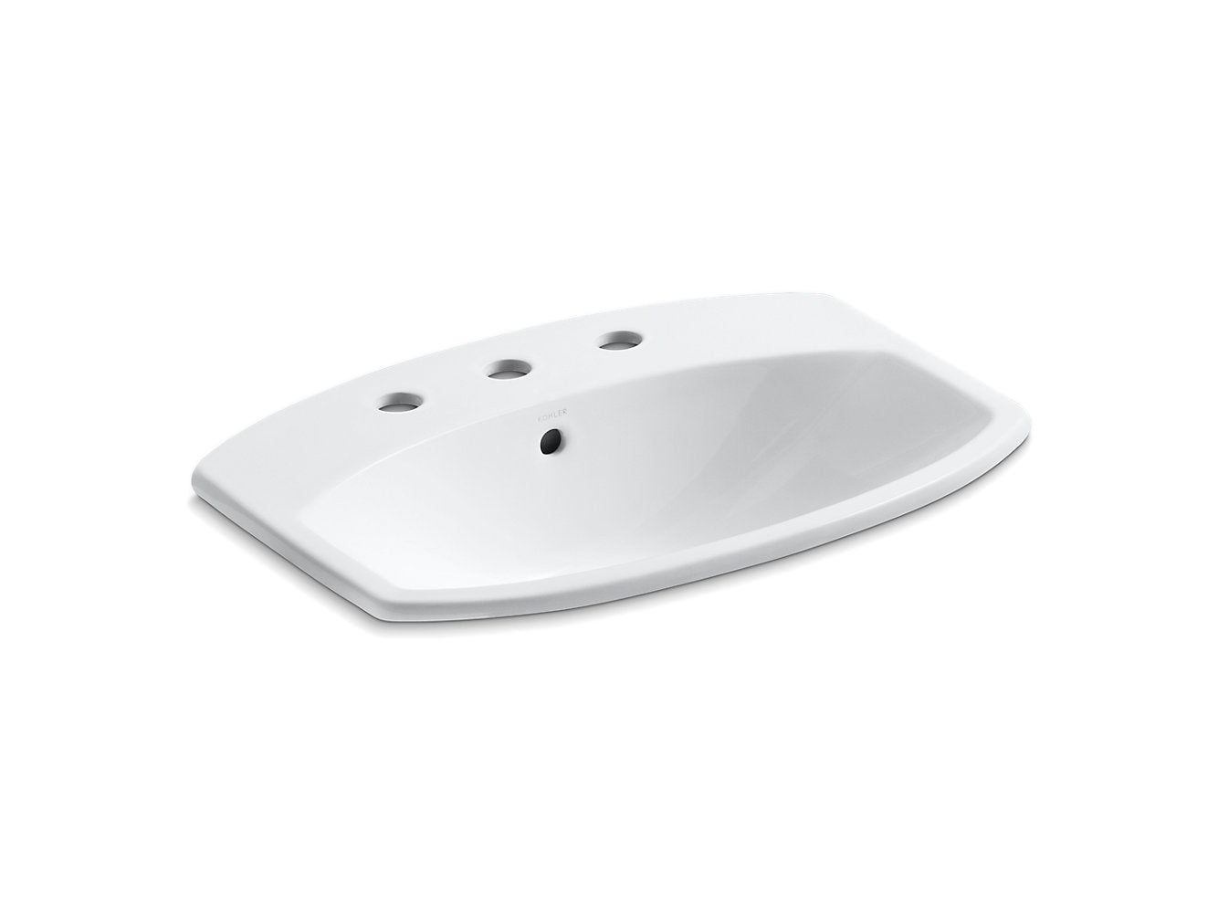 Kohler Cimarron 22 ¹¹⁄₁₆" X 17 ⅞" Drop-In Bathroom Sink With 8" Widespread Faucet Holes - White