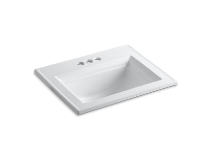 Kohler Memoirs Stately Drop-In Bathroom Sink With 4" Centerset Faucet Holes - White