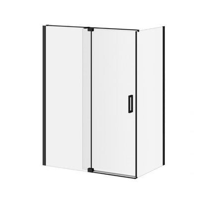 Porte de douche pivotante Kalia DISTINK 60" x 77" avec panneau de retour 36" verre transparent - noir mat