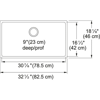 Kindred Brookmore 32.5" x 18.12" Undermount Single Bowl Stainless Steel Kitchen Sink - Renoz