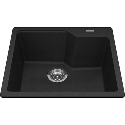 Kindred Granite 22" x 19.68" Drop-in Single Bowl Kitchen Sink Onyx - Renoz