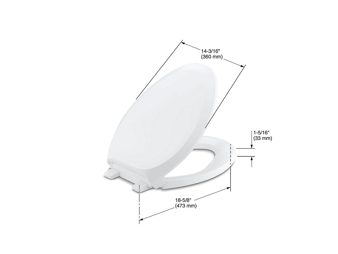 Siège de toilette allongé French Curve Quiet Close de Kohler, blanc